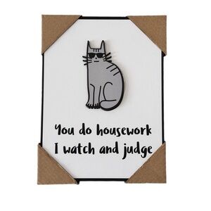 Gray Cat Wall Decor - Humorous Home Accent